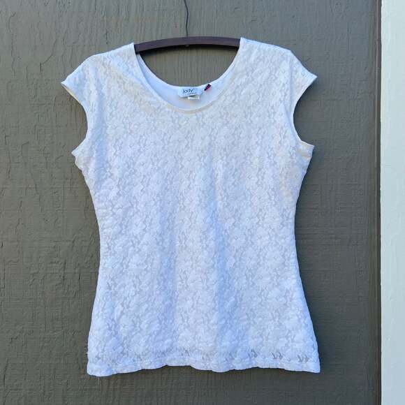 Vintage Tops - Vintage Jody California White Sleeveless Lace Top
